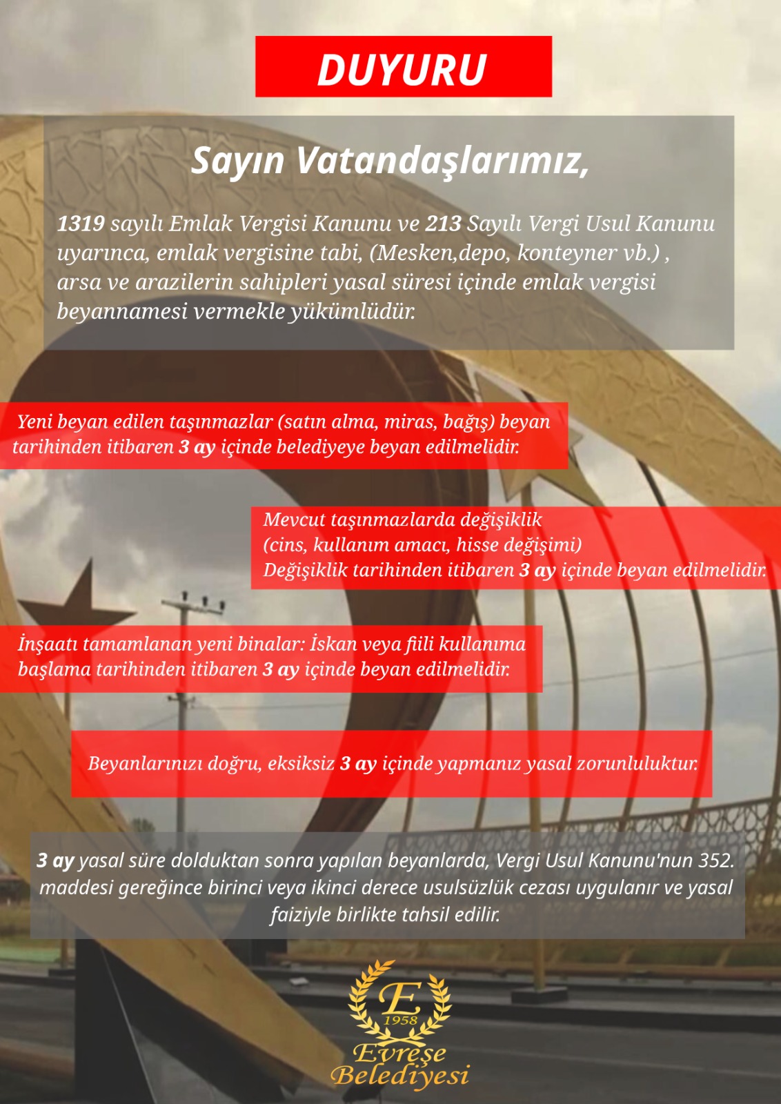 Emlak Vergisi Duyuru