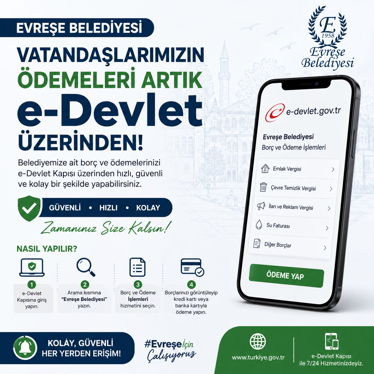 E-Devlet ile Ödeme Kolaylığı